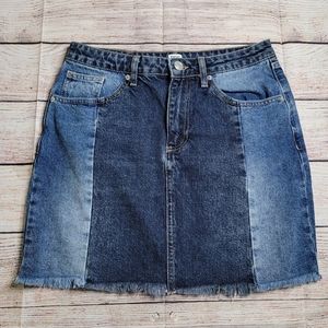 BDG Raw Hem Blue And Navy Skirt